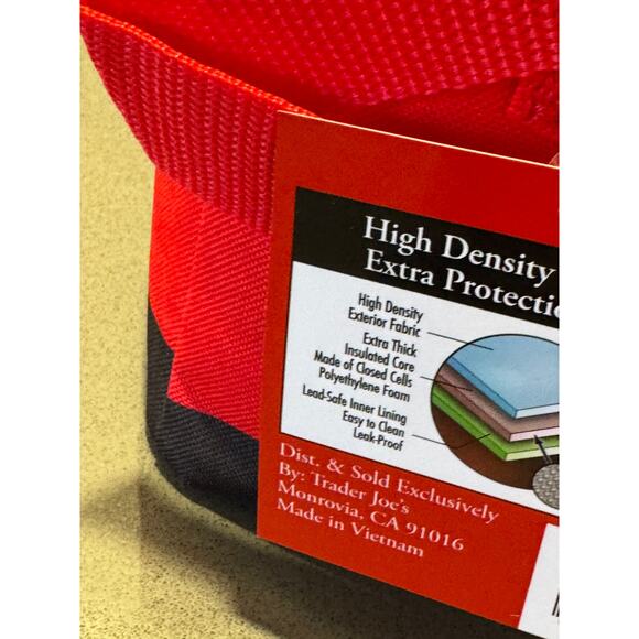 NEW Trader Joe's Mini Insulated Tote Bag 1.5 gal Red Camping Cooler NWT - Picture 5 of 10